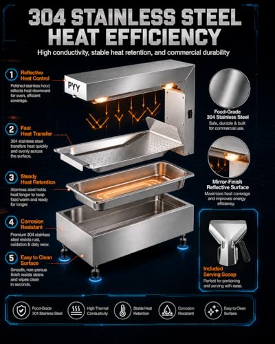 PYY French Fry Warmer - Commercial Food Heat Lamp Food Warmer Light 122°F Free-Standing Warming Fry Dump Station Countertop Fries Warmer Commercial Food Warmer for Chips Churros Buffet Restaurant - size: 10L Fixed Height