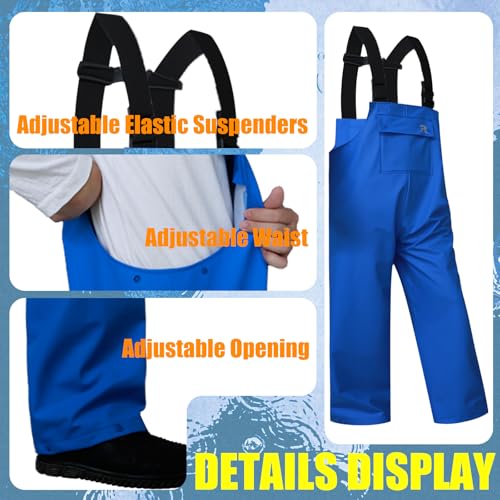 RainRider Rain Pants for Men Women Waterproof Rain Gear Bib Overalls Trousers for Fishing Hunting - color: Blue, size: Small