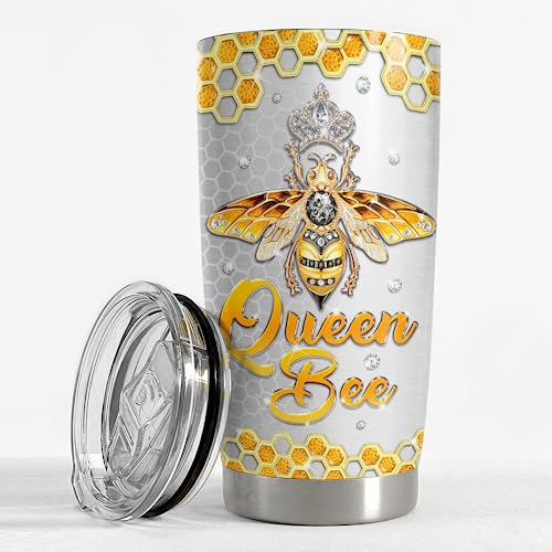 SANDJEST Bee Tumbler 20oz Jewelry Drawings Stainless Steel Insulated Tumblers Gifts for Women Girls Coffee Travel Mug Cup Gift for Birthday Christmas - color: Bee
