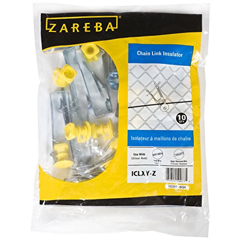 Zareba Chainlink Insulator for Electric Fencing - 10 Insulators Included - Heavy Duty, Durable - For Chain Link Fence - Yellow for Easy Visiblity - ICLXY-Z, 10 Pack - size: 1 Bag