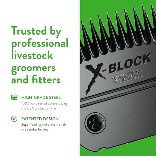 Wahl Professional Animal Ultimate Detachable Blade, 2430-500, X-Block | Detachable Replacement Blade for Cattle and Sheep Grooming, Sculpting, Blocking and Blending, Competition Series - size: X-Block