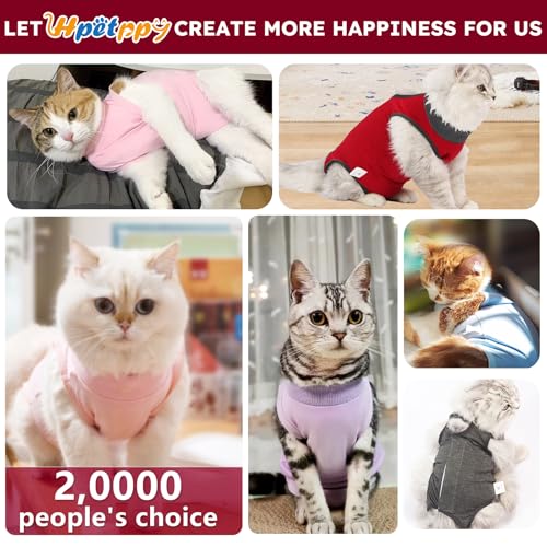 Hpetppy Cat Recovery Suit, Breathable Cat Surgery Recovery Suit Female, Kitten Onesie for After Surgery Spay Surgical Abdominal Wound Skin Diseases Cone of Shame Alternative (Red,S) - color: Red, size: Small