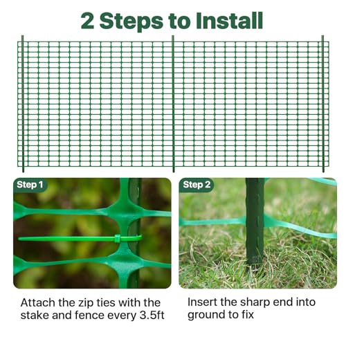 Temporary Fence Plastic Fence with Posts, Safety Barrier for Dogs Snow Mesh Fencing with Steel Stake Movable Portable Fencing Fence Roll 40In High 100Ft Long for Garden Backyard Outdoor - color: Greeen