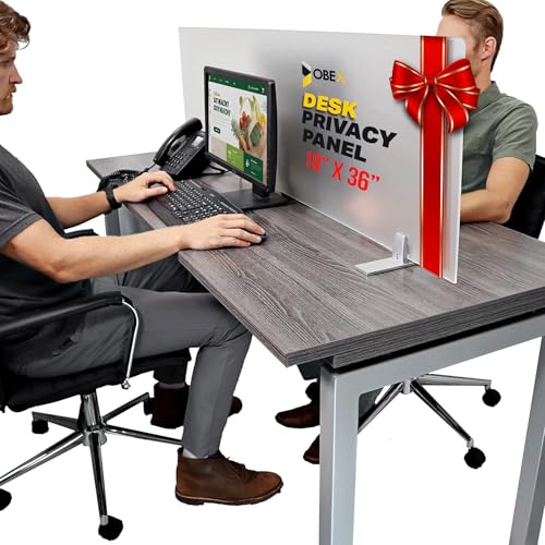 OBEX Acrylic Free Standing Screen, Divider for Desk Privacy Home & Office Partitions for Table Top Workstation, Portable Cubicle Panel for Work, 18" x 36", Frosted - color: Frosted, size: 18"H X 36"W