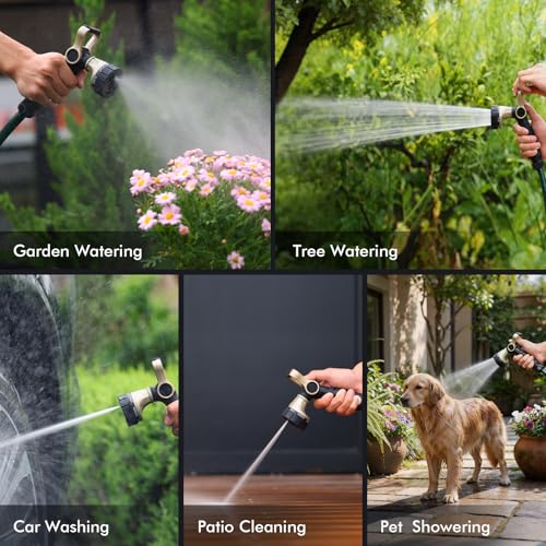 RESTMO Garden Hose Nozzle Heavy Duty, Fireman Style Water Hose Nozzle | Thumb Control & Large Lever Control, 7 Adjustable Spray Patterns Leak Proof Sprayer for Watering Plants, Car & Pet Washing - size: 7 Spray Patterns-Thumb Control