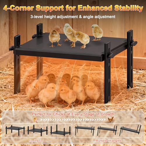 15" x 12.6" Large Chicks Brooder Heater for 20 Chicks - 49W Height & Angle Adjustable Chick Brooder Heating Plate, Constant Temperature Brooder Plate for Chicks, Ducklings & Quails
