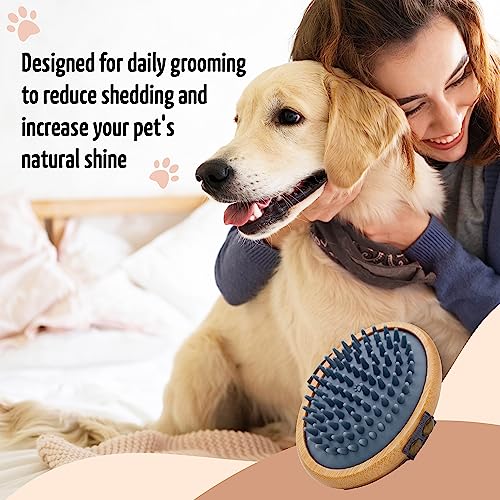 The Buddy System - Pet Close Brush, Oval Palm Brush with Rubber Bristles | Dog & cat grooming brush for shedding, massage, healthy coat, and pet hair care, with rubber bristles for a daily grooming - color: Rubber Bristle - Gray