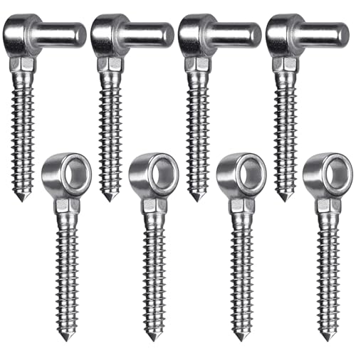 Insaga Cast 304 Stainless Steel Gate Hinges Heavy Duty, 4Pair Heavy Duty Gate Hinge, M16 Wood Gate Hinge, Partial Thread Hook and Eye Hinges, Gate Hinges for Wooden Gates Fences - color: M16 Hook and Eye Hinge-4Pair