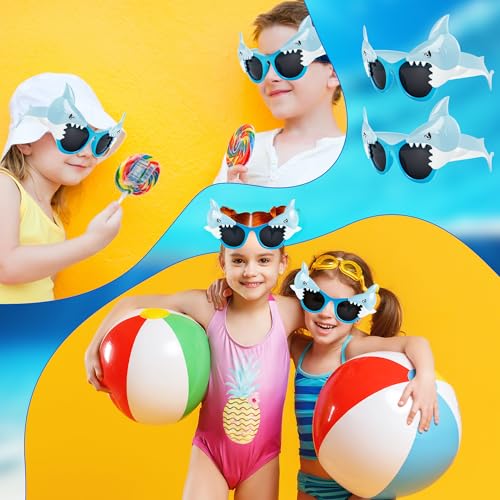 16 Pairs Shark Sunglasses Bulk Shark Photo Booth Props Tropical Ocean Theme Party Supplies for Kids Adults Birthday Party Decorations