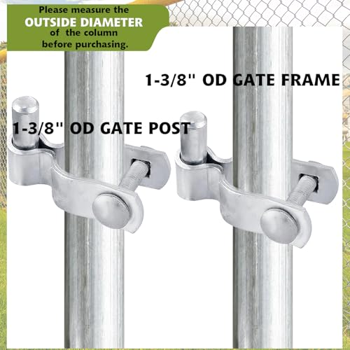 4 Pack 1-3/8" Chain Link Fence Frame Gate Post Male Hinge,Galvanized Steel Gate Hinge for Fence Posts, Chain Link Fence Parts for Farm Gate, Bolts & Nuts Included - size: 1-3/8" Male