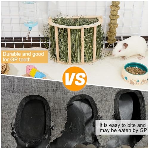 Unicorn Catcher Wooden Guinea Pig Hay Feeder, Large Hanging Rabbit Rack | Bunny Hay Holder Featuring A Large Capacity Wooden Design For Organized Feeding In Chinchilla And Ferret Cages - size: 2 PACK