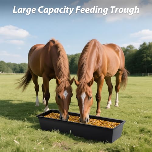 Geelin 4 Pcs 12 Gallon/48 Quart Livestock Water Trough Tempered Plastic | 39" Long Large Capacity Livestock Feeding Trough for Calves Pig Sheep Horses Alpacas and Goats Farm Animal Feeding - color: Black, size: 12 Gallon/48 Quart