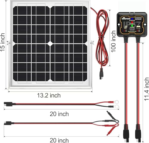 Solar Panel Kit 20W 12V, Waterproof Solar Battery Trickle Charger Maintainer + Smart MPPT Controller + Adjustable Mount Bracket for Boat Car RV Motorcycle Marine Automotive (Pack of 2) - size: 20W MPPT Kit (Pack of 2)