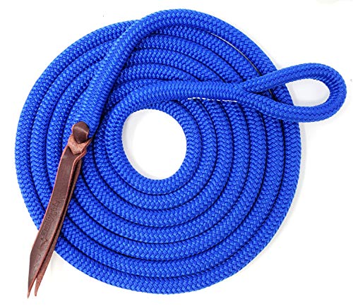 Double Braid Lead Rope with Eye Splice Loop, 12-14FT Lengths (Ultra Marine, 12 ft.) - color: Ultra Marine, size: 12 ft.