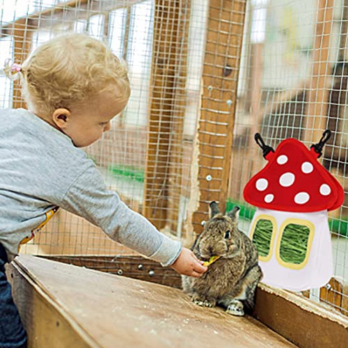 Bunny Hay Feeder, Hanging Rabbit Hay Feeder Bag for Bunnies Guinea Pigs Chinchillas Hamster