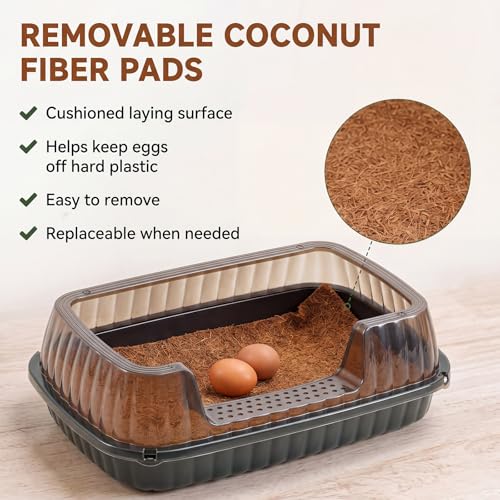 Gisafai 6 Sets Washable Plastic Chicken Nesting Box Set for Laying Eggs, 6 Pcs Plastic Nest Boxes with Coconut Fiber Pads and Wooden Fake Eggs, Portable Egg Laying Collection for Backyard Coops