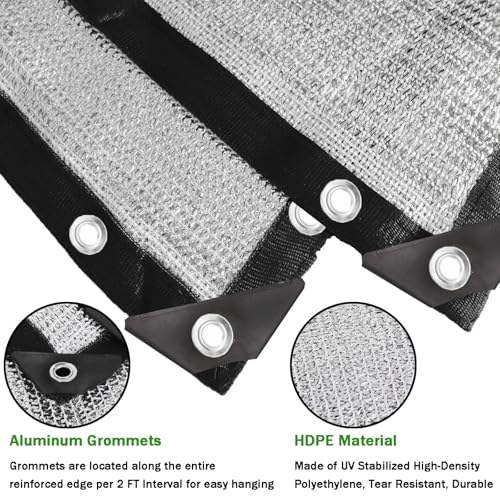 85% Aluminet Shade Cloth with Grommets 6.5 x 10FT Reflective Sun Shade Tarp | UV Stabilized HDPE Mesh - Breathable Aluminum Shade Cloth for Garden, Greenhouse, Pergola, Backyard & Outdoor Sun Protection - size: 6.5 ft x 10 ft