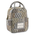 Bella Taylor Lunch Tote, Quilted Lunch Bag, Khaki Patchwork | Lightweight quilted cotton lunch box, easy-to-clean PEVA lining, 3 outside/1 inside pocket, durable construction - color: Khaki Patchwork