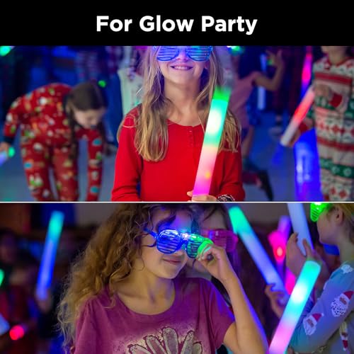32 Pcs Foam Glow Sticks Bulk Party Pack, L16" Big Led Light Up Foam Sticks with 3 Flashing Effect, Glow in The Dark Party Supplies Favors for Wedding, Adults/Kids Birthday, Disco Dance Floor, DJ