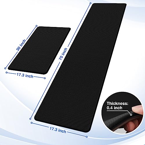StepRite Kitchen Mats for Floor, 2-Piece Anti-Fatigue Kitchen Rugs, Black | 17.3" x 30" + 17.3" x 70", cushioned comfort, water-resistant, easy to clean, non-slip bottom, kitchen floor, standing desk - color: Black, size: 17.3" x 30"+17.3" x 70"-0.4 inch