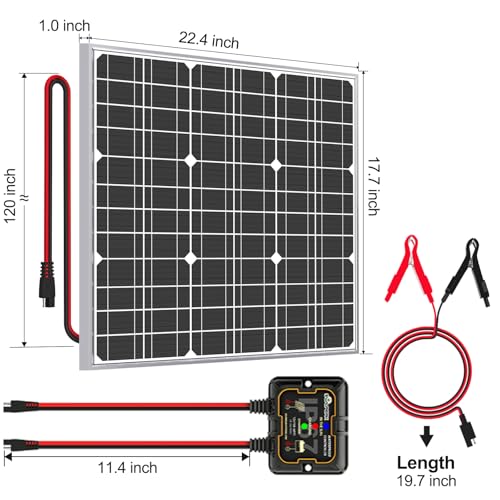 Solar Panel Kit 50W 12V, Solar Battery Trickle Charger Maintainer | Solar Battry Charger MPPT Controller for Boat RV Marine Trailer Automotive Trailer Truck Motorcycle Without Mounting Bracket - size: 50W MPPT Kit
