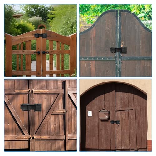 9 Inch Flip Gate Latch Lock with Padlock Hole, Heavy Duty Door Latch with 8 Screws and Hex Wrench for Barn Shed Yard Garage Outdoor Fence Lock