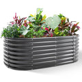 Land Guard Galvanized Planter Raised Beds, 6×3×2ft Galvanized Water Trough, Keyhole Raised Garden Bed Metal (Dark Gray) - color: Dark Grey, size: 6×3×2ft