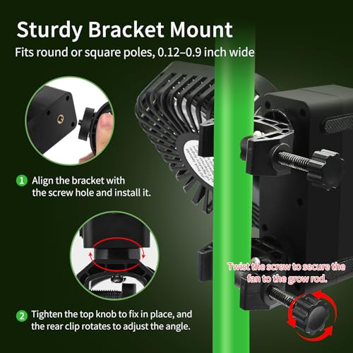 6" Grow Tent Clip Fan, Auto Temp & Humidity Control, Digital Display, 90° Oscillation, 2-Pack