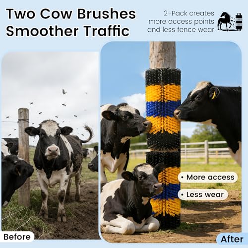 17" x 7.9" Livestock Scratching Brush for Horse, Wall-Mount Grooming and Massage Scratch Brushes for Cow Donkey Goats Horse Sheep, with 8 Screws for Back Itch Relief & Keep Cleaning (1Pcs) - size: 1 Count (Pack of 1)