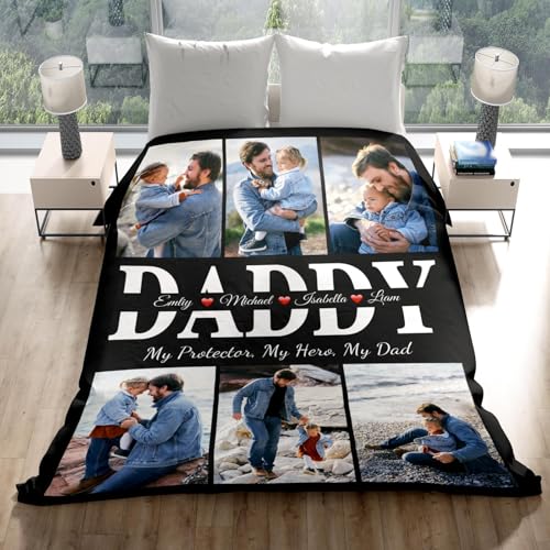 inkArts Fathers Day Personalized Gifts for Dad from Daughter Son Gifts for Dad Custom Blankets with Photo, Personalized Photo Blankets Customized Blanket with Picture - color: 6 Photo-4