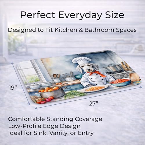 Caroline's Treasures Bedlington Terrier The Chef Memory Foam Kitchen Mat Machine Washable Anti-Fatigue Mat Cushion Comfort Bath Mat or Kitchen Rug - color: Bedlington Terrier 6199