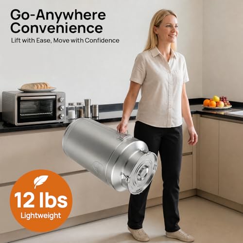 Stainless Steel Milk Barrel, 23 Gallon Milk Can Bucket | Airtight Food Storage Container Metal Water Beverage Drink Dispenser for Milk Oil Wine Soup - size: 23.3Gal
