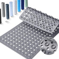 Yimobra Bathtub Mat Non Slip, 27.5"X15.5" Machine Washable Shower Floor Mat, Soft on Feet, Bathmat with Drain Holes and Suction Cups, Bathroom Essentials, Grey - color: Grey, size: 27.5 X 15.5 Inch
