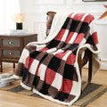 PU MEI Sherpa Blanket Twin Plaid Thick Bed Blanket, 60”*80” Super Soft Flannel Fuzzy Fleece Reversible Velvet Plush Warm Blanket for Couch (Black Red Check) - color: Black Red Check, size: 60"*80"