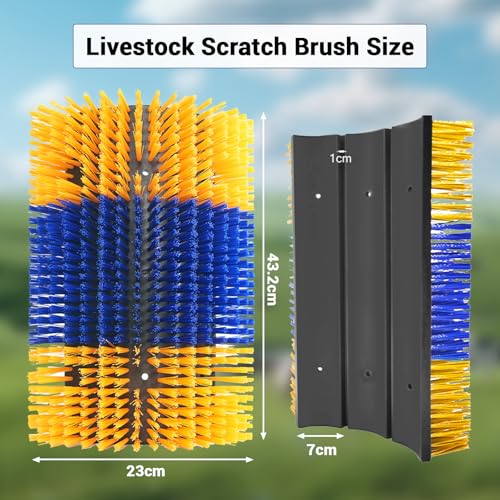 GarveeHome Livestock Scratch Brushes, Horse Scratcher Full Massage Grooming Brush Kit, Cow Brush Relieve Itching on the Back of Livestock for Horse Cow Cattle Sheep Pig Goat - color: Blue yellow 2