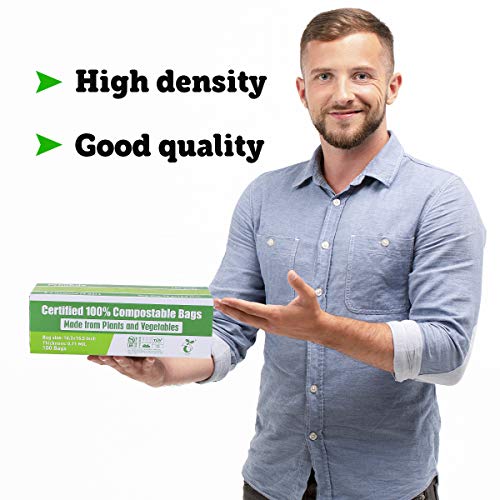 Compost Bags, Compostable Trash Bags 2.6 Gallon Compostable Bags 100 Count Small Compost Bags for Countertop bin Extra Thick 0.71 Mil. ASTM D6400 Certified By BPI and TÜV AUSTRIA - size: 100 Count (Pack of 1), style: 2.6 Gallon