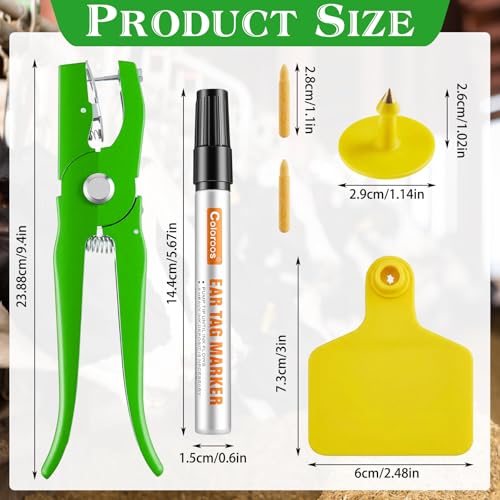100 Pcs Blank Cattle Ear Tags 1 Marking Pen,Wide,Yellow - color: Yellow