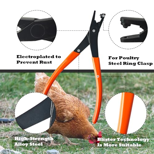 Upgraded Chicken Leg Bands Pliers – Leg Rings Pliers, Chicken Zip Wing Bands & Leg Band Application Plier For Poultry, Chickens, Ducks, Quails (Orange)