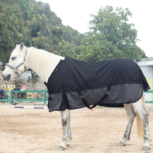 1200D Horse Blanket, 0g No-Fill Waterproof Turnout Rain Sheet | 1200D Ripstop Outer, Waterproof Breathable Shell, Anti-Rub Lining, 0g No-Fill, Keep Dry in Mud & Wet Weather, Large Tail Flap - color: Black Grey, size: 78"