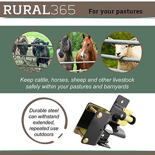 Rural365 Livestock One Way Latch for Cattle Gate - Black Farm Gate Metal Gate Latch 1 Way for Horse Corrals, Ranches