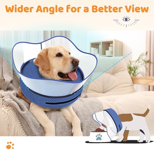 Supet Raised Inflatable Dog Cone Alternative Collars for After Surgery, Dog Donut Collar After Surgery, Soft Pet Cone for Small Medium Large Dogs to Stop Licking - color: Navy, size: L(Neck 12"-16")