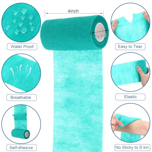 Treela 36 Pcs Self Adherent Bandage 4" X 5 Yard Wrap Breathable | Cohesive Bandage Elastic Adhesive Tape for Stretch Athletic Sports Wrist Ankle - color: Refreshing Color, size: 4" X 5 Yard