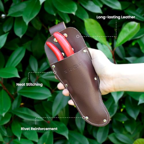 AGRICUT Hand Pruners with Sheath, Gardening Shears Scissors with Sheath | Pruning Shears with Sheath & Holster - Heavy Duty Garden Clippers with Case, Gardening Gifts for Men Women - style: Aluminum Handle, High Carbon Steel PRO with Sheath