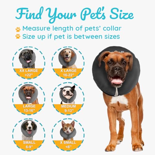 ZenPet Protective Inflatable Recovery Collar for Dogs and Cats - Soft Pet Collar Does Not Block Vision E-Collar - Designed to Prevent Pets from Touching Stitches, Wounds and Rashes (Large) - size: Large