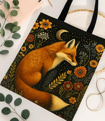 Vintage Botanical Animal Canvas Tote Bag for Women, Aesthetic Floral Animal Reusable Shoulder Bag for Shopping - color: 23