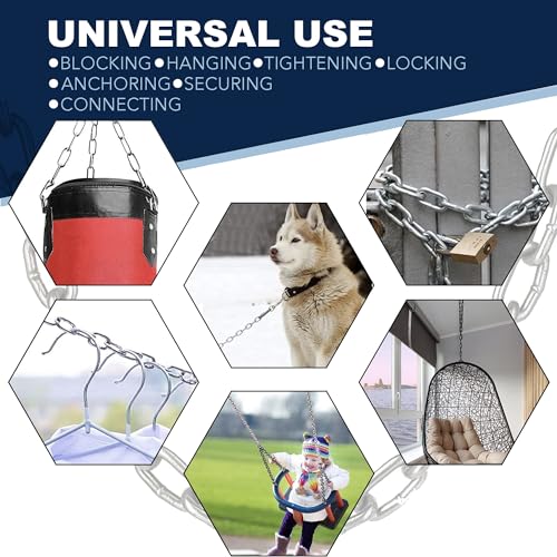 【Heavy-Duty Security Upgrade】 20" Stainless Steel Gate Chain Lock with Dual Carabiner Clips - Weatherproof Fence Latch for Outdoor Gates, Pet Enclosures & Livestock Corrals 2Pcs
