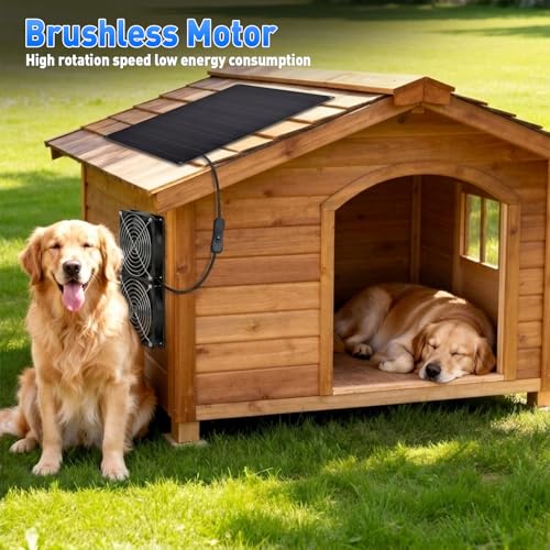 Solar Powered Fan, 25W Solar Fans for Outside Vent Exhaust Fan Waterproof for Shed Chicken Coops Greenhouse Doghouses Pet House for Intake or Exhaust Air Cooling - size: 2 Fan Kit