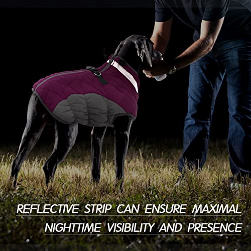 Dog Coat for Large Dogs, Fleece Dog Winter Jacket with Harness | Puppy Cold Weather Coats Reflective Pet Puffer Vest with Zipper Water-Resistant Warm Dogs Snowsuit Windproof Rose Pink XXXL - color: Rose Red, size: XXXL(chest:43in)