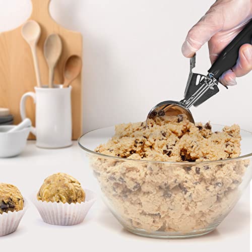 Meadow Lane #24 Ice Cream Disher Scoop, Stainless Steel, Black | Stainless steel 2.7 Tbsp scoop has a reinforced trigger and non-slip handle; dishwasher-safe for ice cream, dough and more. - color: Black