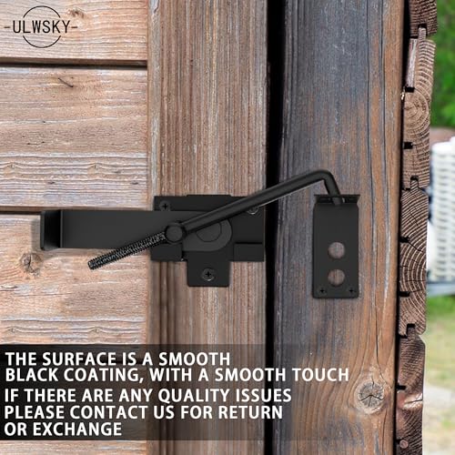 1Pack Barn Door Latch,Sliding Door Latch with Hook,Black Shed Cam Latch,7in Adjustable Lock Lever,for Farm Garden Courtyard Wooden Door,Pet Partition Door